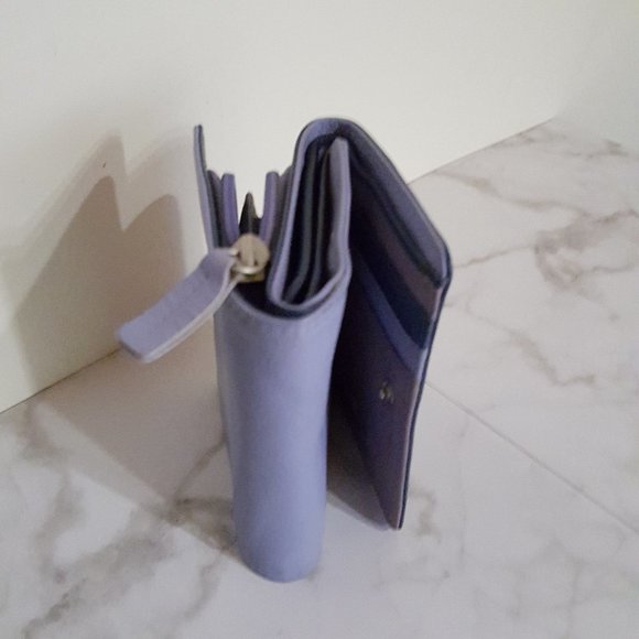 Leather Wallet with Zip Coin Section, Purple Navy - Picture 12 of 14